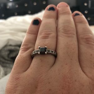 Black diamond engagement ring
